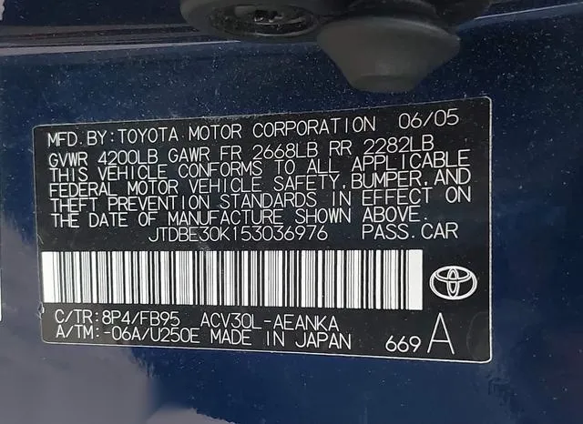 JTDBE30K153036976 2005 2005 Toyota Camry- LE 9