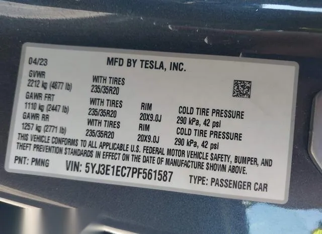 5YJ3E1EC7PF561587 2023 2023 Tesla Model 3- Performance Dual 9