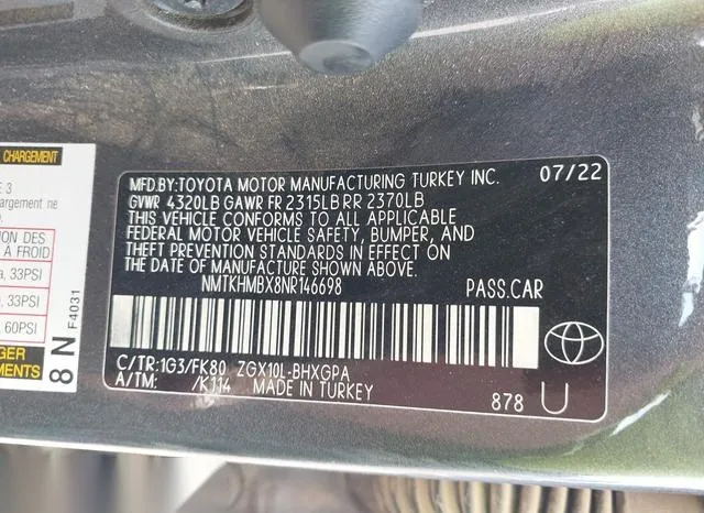 NMTKHMBX8NR146698 2022 2022 Toyota C-HR- Xle 9