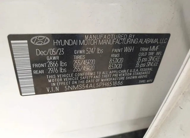 5NMS54AL5PH651886 2023 2023 Hyundai Santa Fe- Calligraphy 9