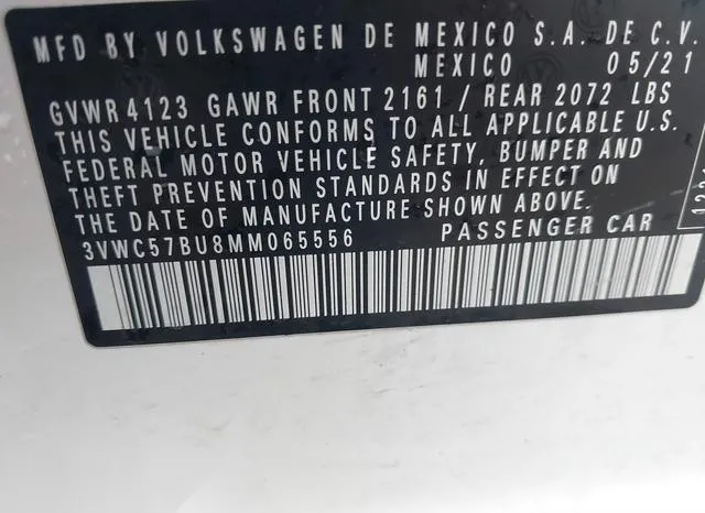 3VWC57BU8MM065556 2021 2021 Volkswagen Jetta- 1-4T R-Line/1 9