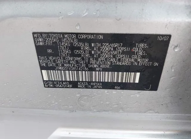 JTMBD31V385142186 2008 2008 Toyota RAV4- Limited 9