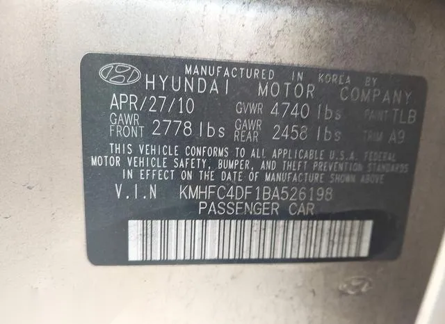 KMHFC4DF1BA526198 2011 2011 Hyundai Azera- Limited 9