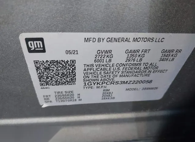 1GYKPCRS3MZ220058 2021 2021 Cadillac XT6- Premium Luxury 9