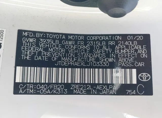 JTDEPRAEXLJ103330 2020 2020 Toyota Corolla- LE 9