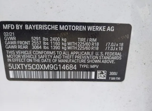 5UXTY5C0XM9G14684 2021 2021 BMW X3- Xdrive30I 9