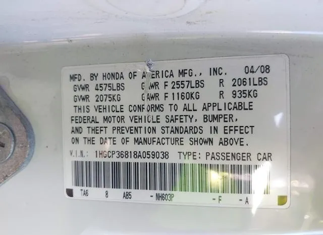 1HGCP36818A059038 2008 2008 Honda Accord- 3-5 Ex-L 9