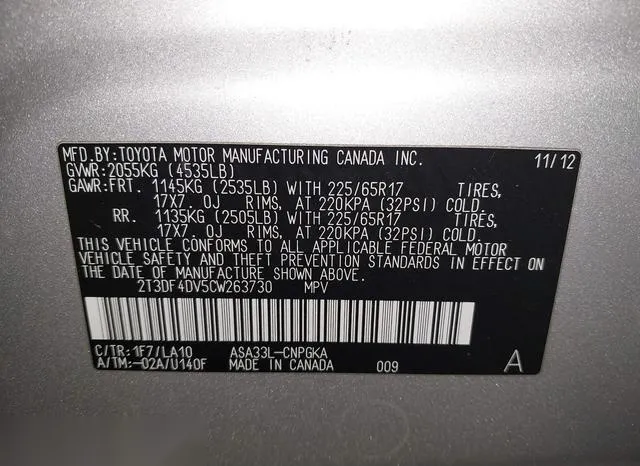 2T3DF4DV5CW263730 2012 2012 Toyota RAV4- Limited 9