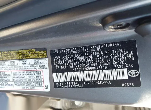 4T1BE32K06U645819 2006 2006 Toyota Camry- LE 9