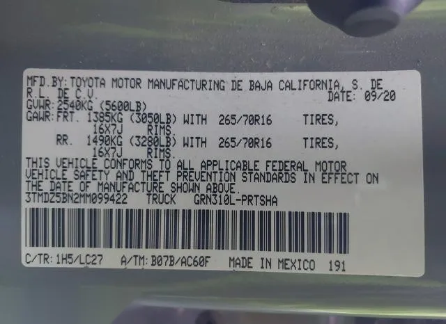 3TMDZ5BN2MM099422 2021 2021 Toyota Tacoma- Trd Off-Road 9