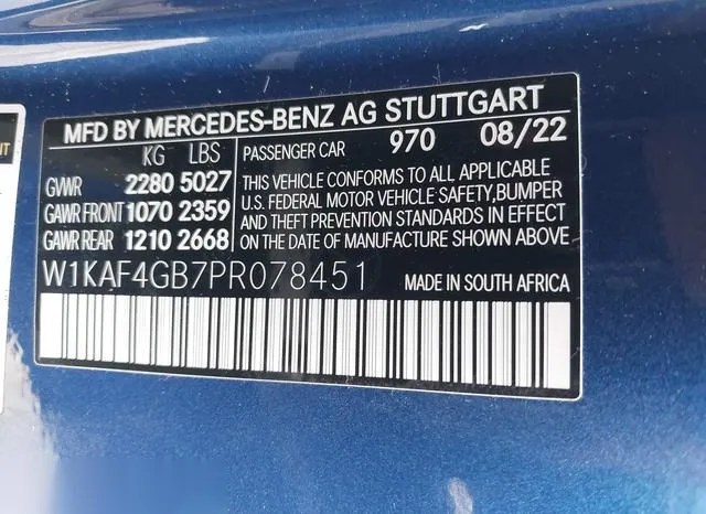 W1KAF4GB7PR078451 2023 2023 Mercedes-Benz C 300- Sedan 9