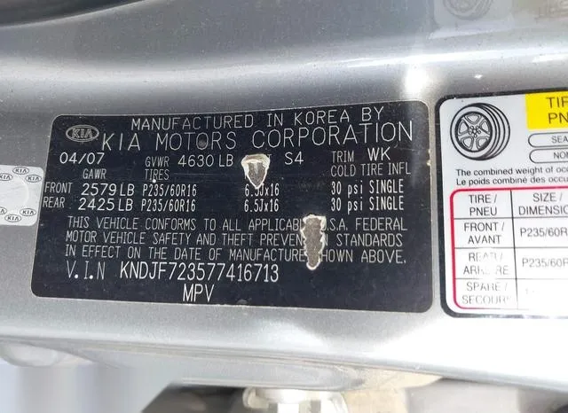 KNDJF723577416713 2007 2007 KIA Sportage- Lx V6 9