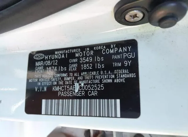 KMHCT5AE2CU052525 2012 2012 Hyundai Accent- GS 9