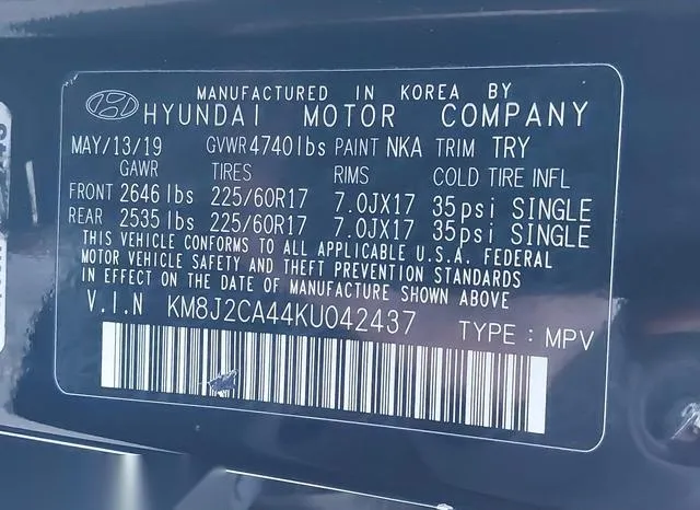 KM8J2CA44KU042437 2019 2019 Hyundai Tucson- SE 9