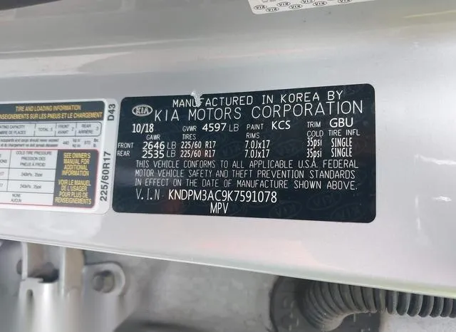 KNDPM3AC9K7591078 2019 2019 KIA Sportage- LX 9