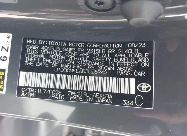 JTDBCMFE6R3028942 2024 2024 Toyota Corolla- Hybrid Se 9