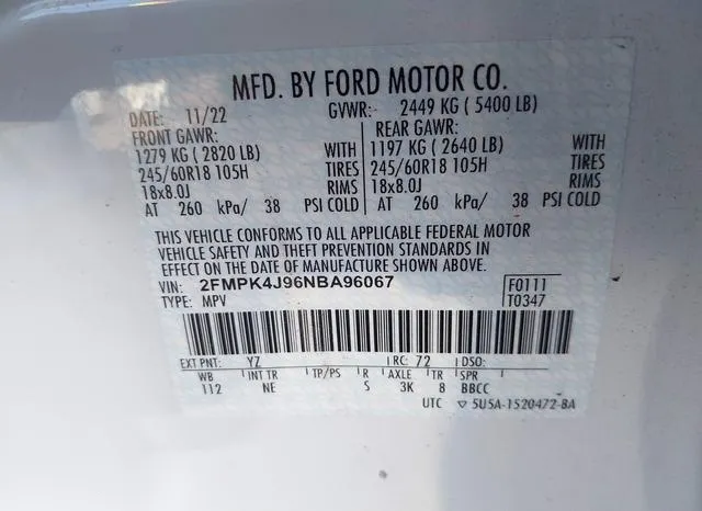 2FMPK4J96NBA96067 2022 2022 Ford Edge- Sel 9