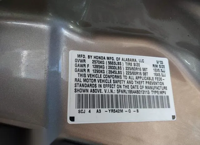 5FNRL18644B013113 2004 2004 Honda Odyssey- EX 9