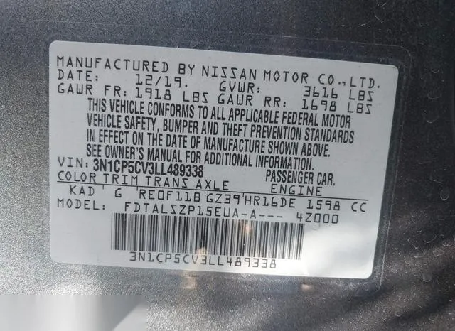 3N1CP5CV3LL489338 2020 2020 Nissan Kicks- Sv Xtronic Cvt 9