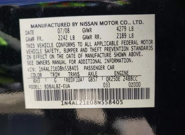 1N4AL21E08N558405 2008 2008 Nissan Altima- 2-5 S 9