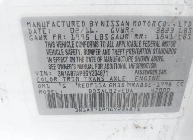 3N1AB7AP9GY234871 2016 2016 Nissan Sentra- Fe- S/S/Sl/Sr/Sv 9