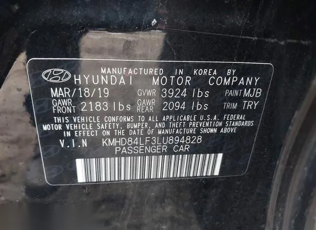 KMHD84LF3LU894828 2020 2020 Hyundai Elantra- Sel 9