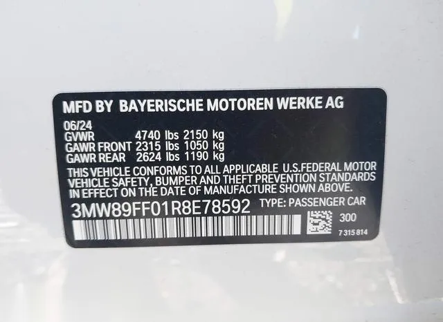 3MW89FF01R8E78592 2024 2024 BMW 3 Series- 330I Xdrive 9