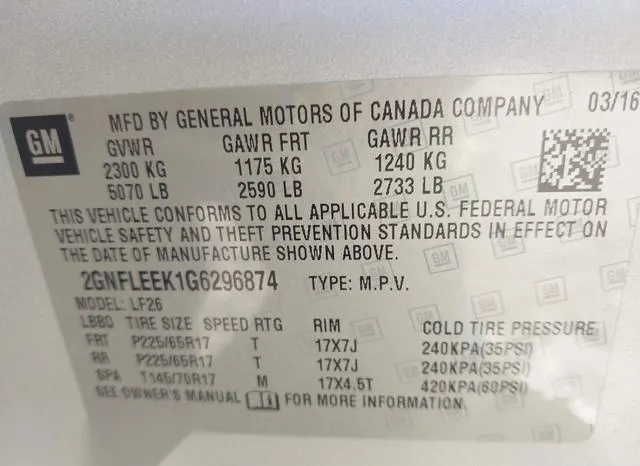 2GNFLEEK1G6296874 2016 2016 Chevrolet Equinox- LS 9