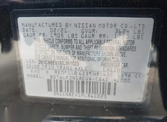 3N1CN8EV1ML861023 2021 2021 Nissan Versa- Sv Xtronic Cvt 9