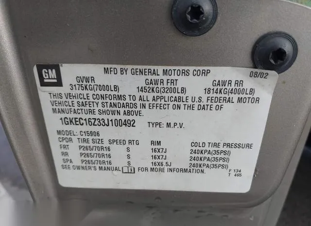 1GKEC16Z33J100492 2003 2003 GMC Yukon Xl 1500- Slt 9