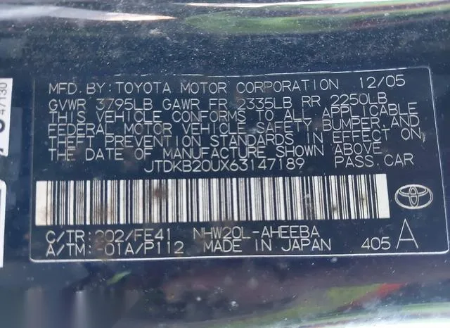 JTDKB20UX63147189 2006 2006 Toyota Prius 9