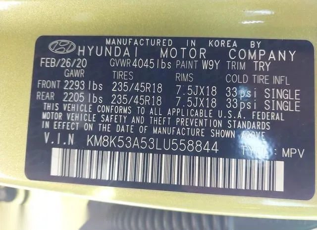 KM8K53A53LU558844 2020 2020 Hyundai Kona- Ultimate 9