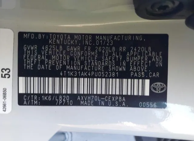 4T1K31AK4PU052381 2023 2023 Toyota Camry- Xse Hybrid 9