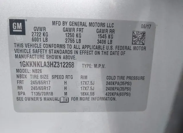 1GKKNKLA3HZ312268 2017 2017 GMC Acadia- Sle-1 9