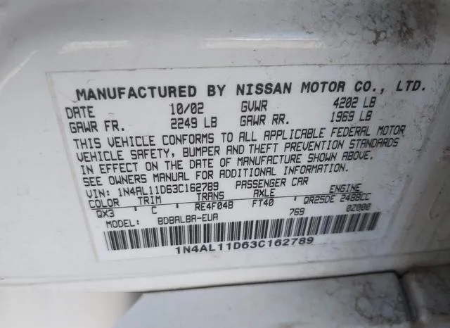 1N4AL11D63C162789 2003 2003 Nissan Altima- 2-5 S 9