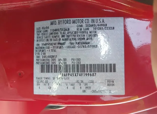 1FAFP45X74F199687 2004 2004 Ford Mustang- GT 9