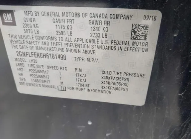 2GNFLFEK6H6181498 2017 2017 Chevrolet Equinox- LT 9