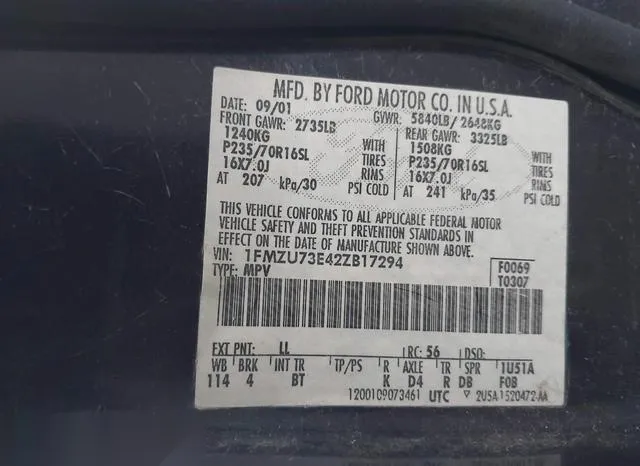 1FMZU73E42ZB17294 2002 2002 Ford Explorer- Xlt 9