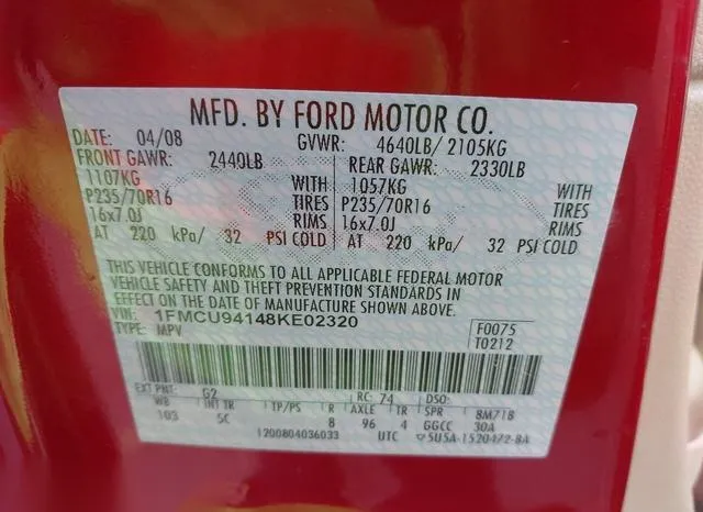 1FMCU94148KE02320 2008 2008 Ford Escape- Limited 9