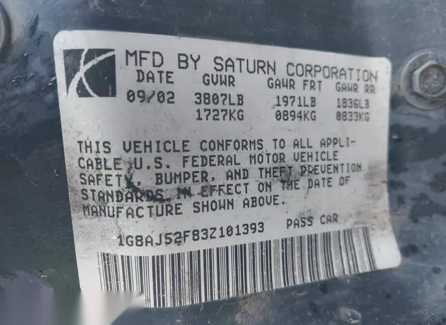 1G8AJ52F83Z101393 2003 2003 Saturn Ion- 2 9