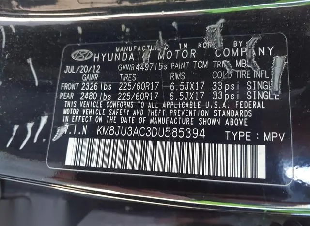 KM8JU3AC3DU585394 2013 2013 Hyundai Tucson- Gls 9