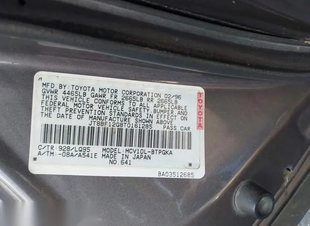 JT8BF12G8T0161285 1996 1996 Lexus ES- 300 9