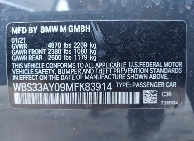 WBS33AY09MFK83914 2021 2021 BMW M3- Competition 9