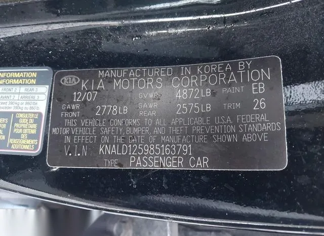 KNALD125985163791 2008 2008 KIA Amanti 9