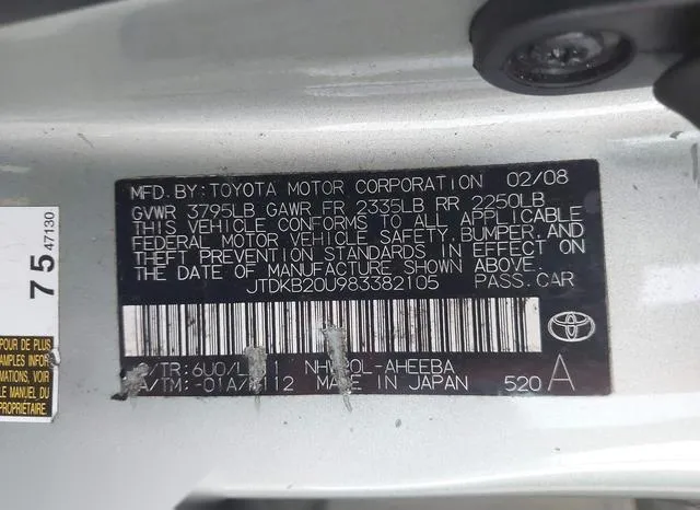 JTDKB20U983382105 2008 2008 Toyota Prius- Standard/Touring 9