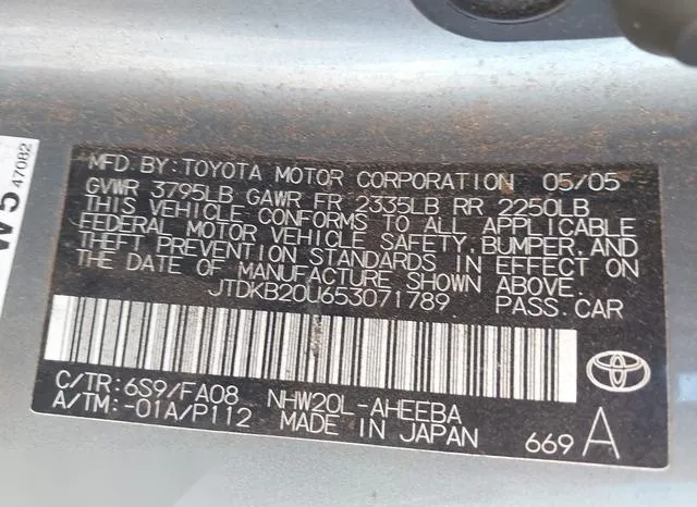 JTDKB20U653071789 2005 2005 Toyota Prius 9