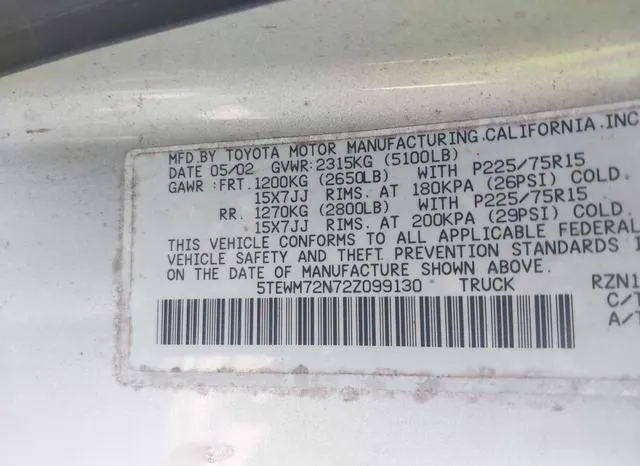 5TEWM72N72Z099130 2002 2002 Toyota Tacoma 9