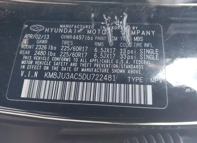 KM8JU3AC5DU722481 2013 2013 Hyundai Tucson- Gls 9