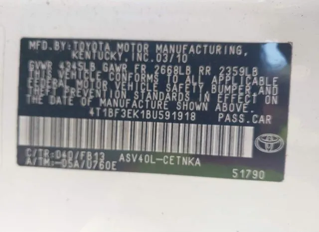 4T1BF3EK1BU591918 2011 2011 Toyota Camry- LE 9