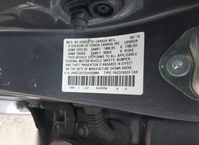 2HGFC2F70JH593844 2018 2018 Honda Civic- EX 9